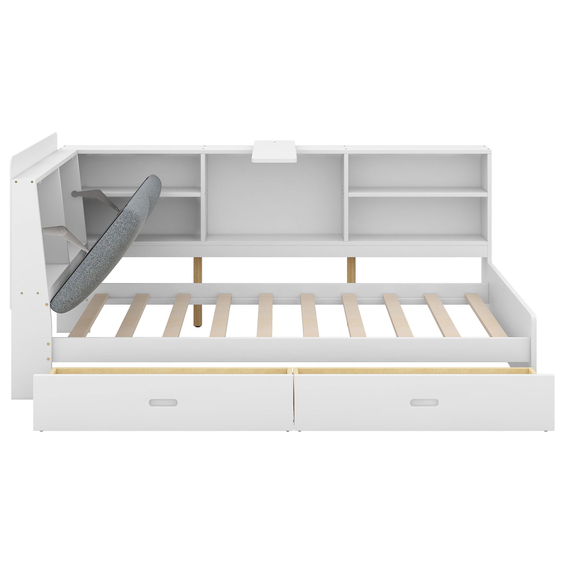 Platform Bed With Storage Headboard, Shelves And 2 Drawers - The Sleep Loft - Online Mattress Showroom NYC