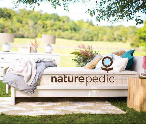 Naturepedic certified organic mattress on display in a New York showroom