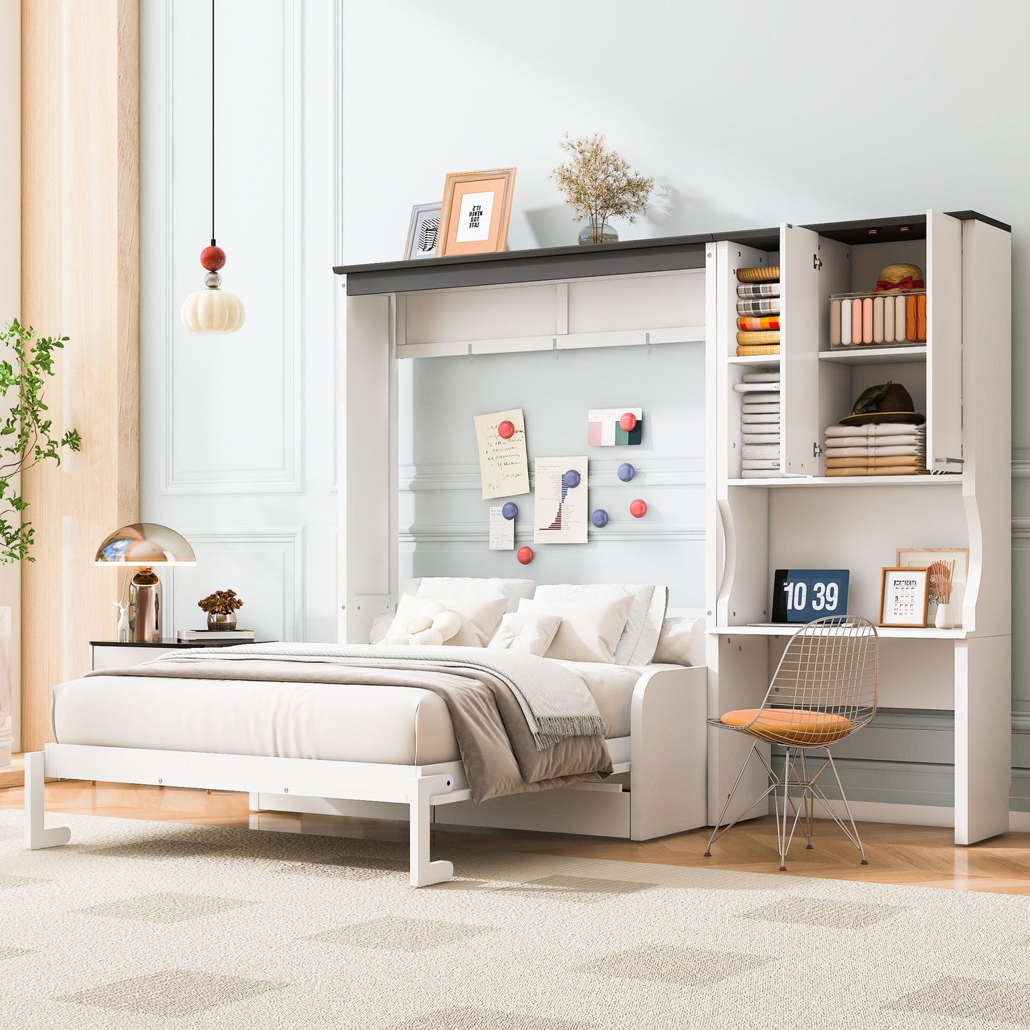 Multi Functional Murphy Bed With Sofa, Desk, And Storage Cabinet In, Full Size - White - The Sleep Loft - Online Mattress Showroom NYC