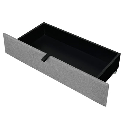 Upholstered Platform Bed With Storage Headboard, Trundle & 2 Drawers And A Set Of Sockets & USB Ports - The Sleep Loft - Online Mattress Showroom NYC