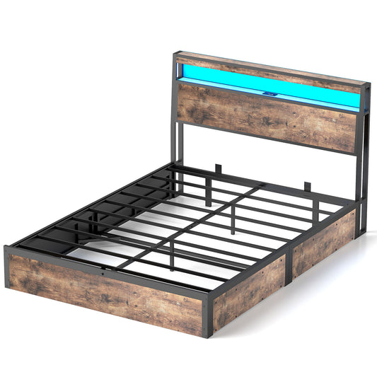 Frame With Hydraulic Lift Storage, RGB LED Lights & Multi-Port Charging, No Box Spring Needed - The Sleep Loft - Online Mattress Showroom NYC