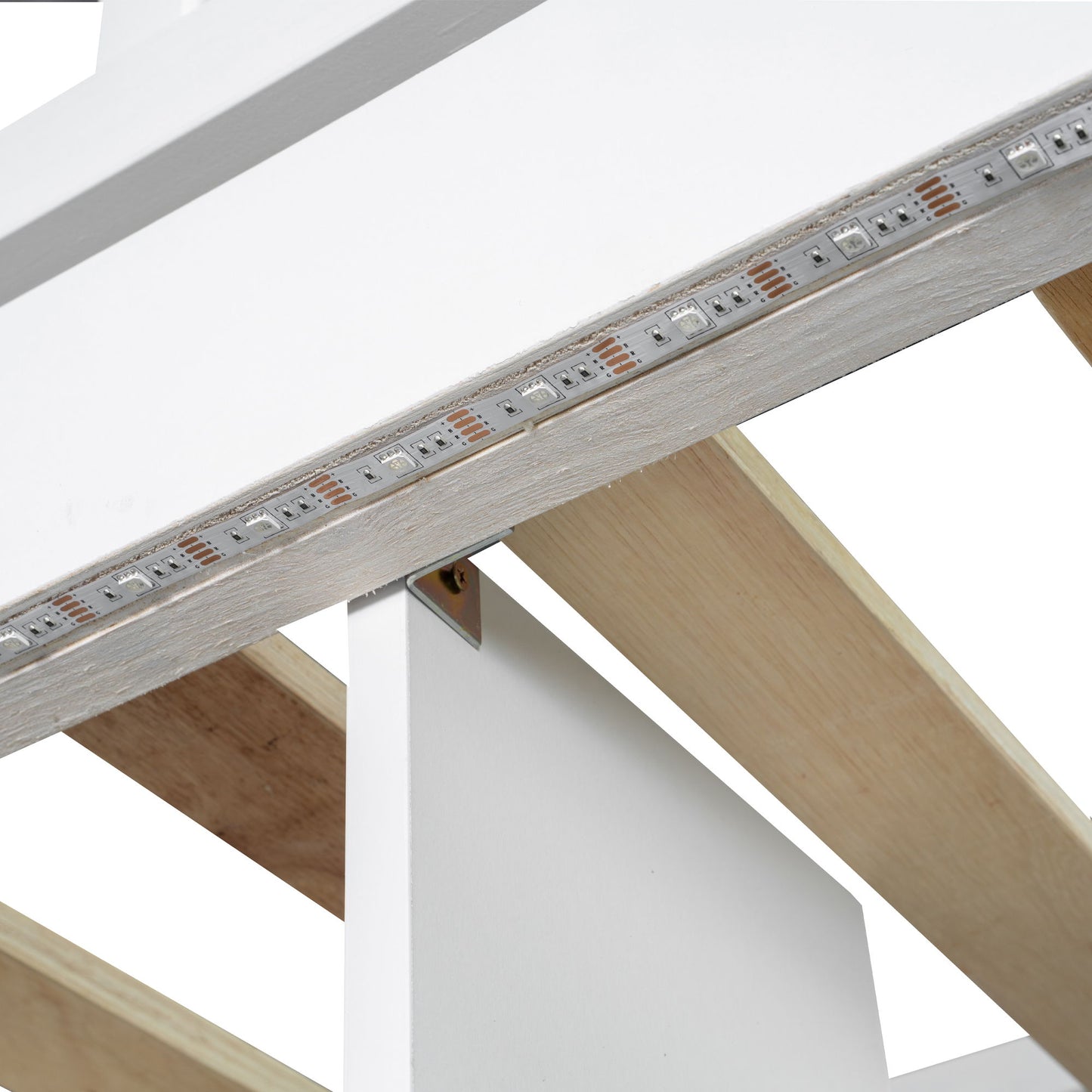 Loft Bed With Built In L Shaped Desk, LED Lights, Storage Shelves, Cabinets, And Staircase - The Sleep Loft - Online Mattress Showroom NYC