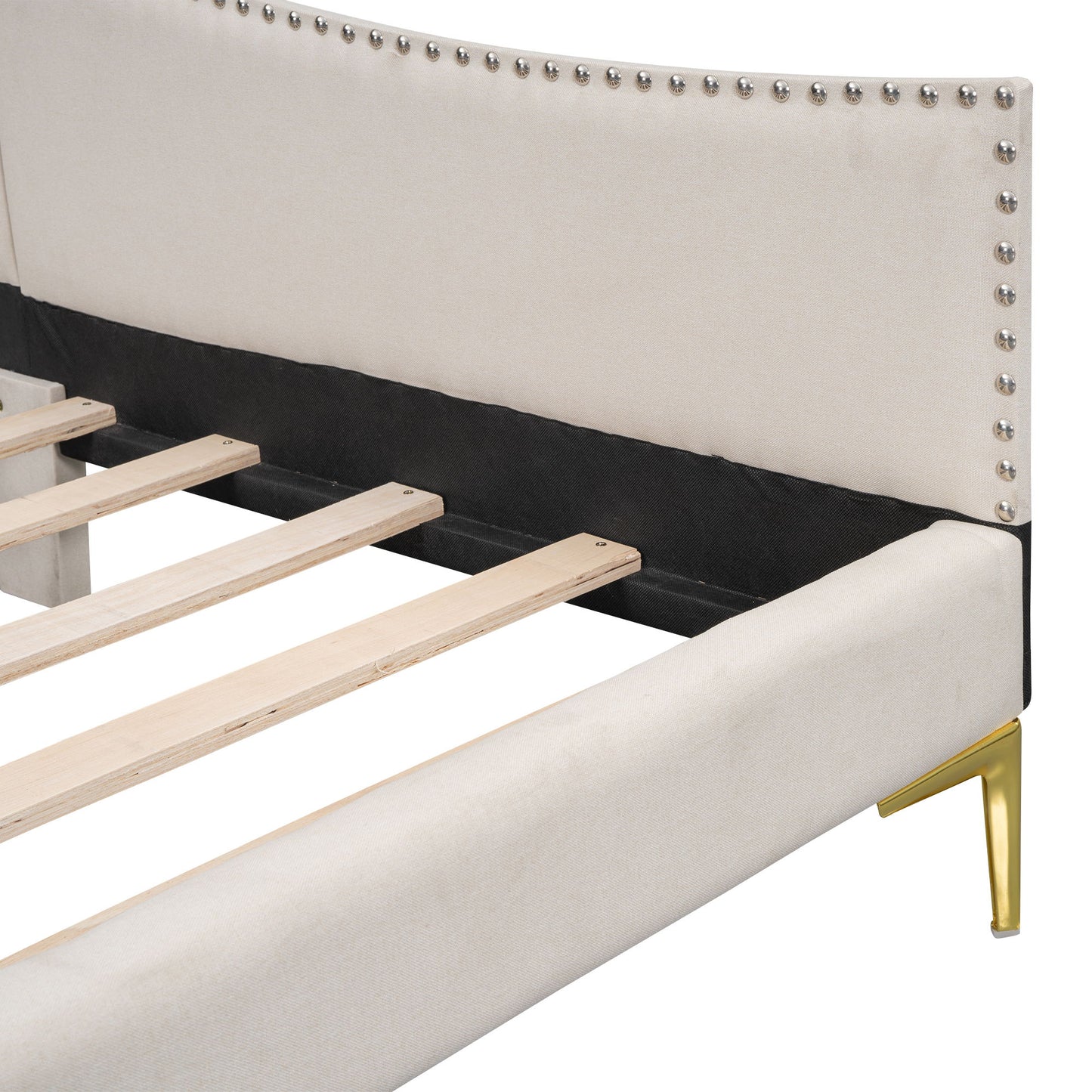 Upholstered Daybed With Headboard And Armrest, Support Legs - The Sleep Loft - Online Mattress Showroom NYC