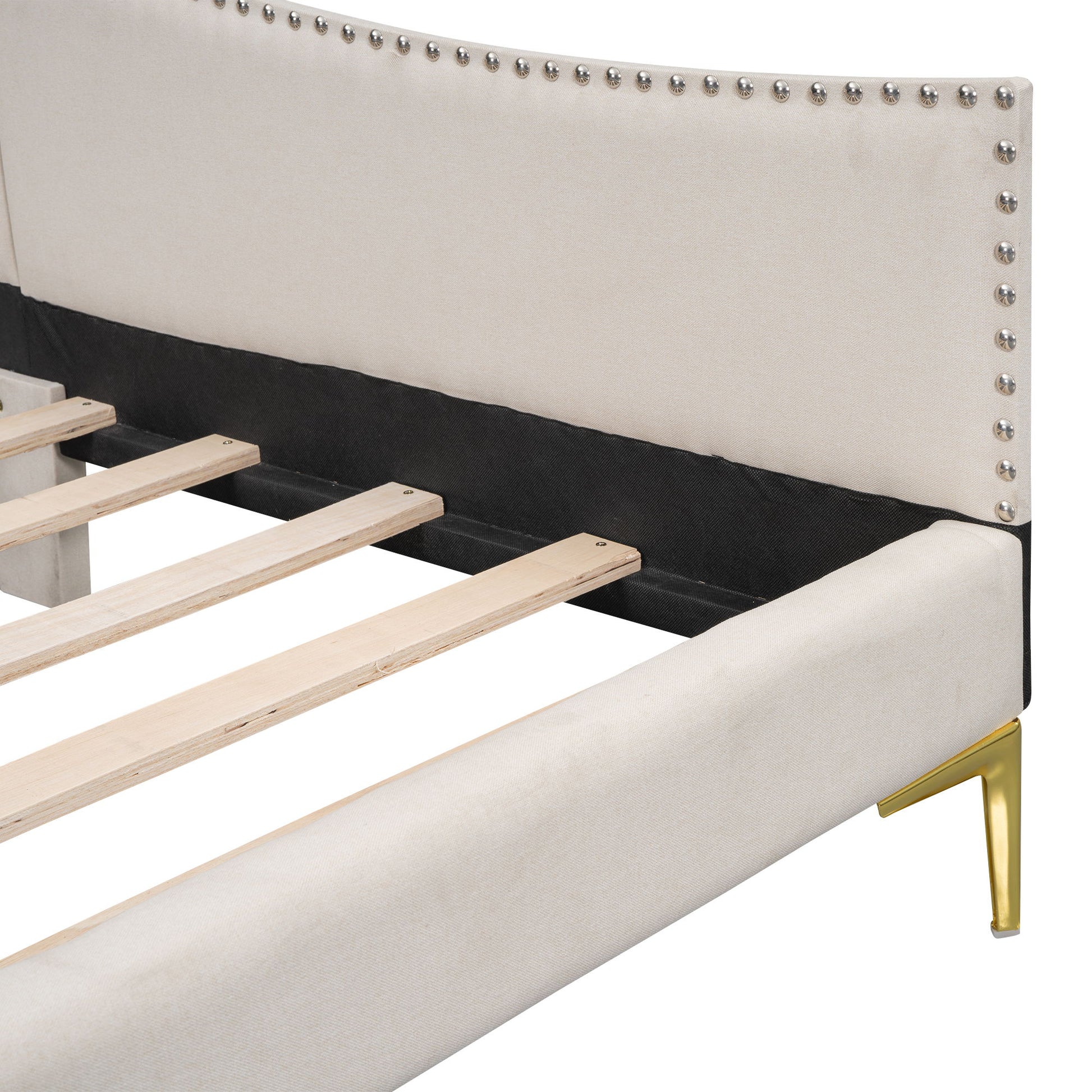 Upholstered Daybed With Headboard And Armrest, Support Legs - The Sleep Loft - Online Mattress Showroom NYC