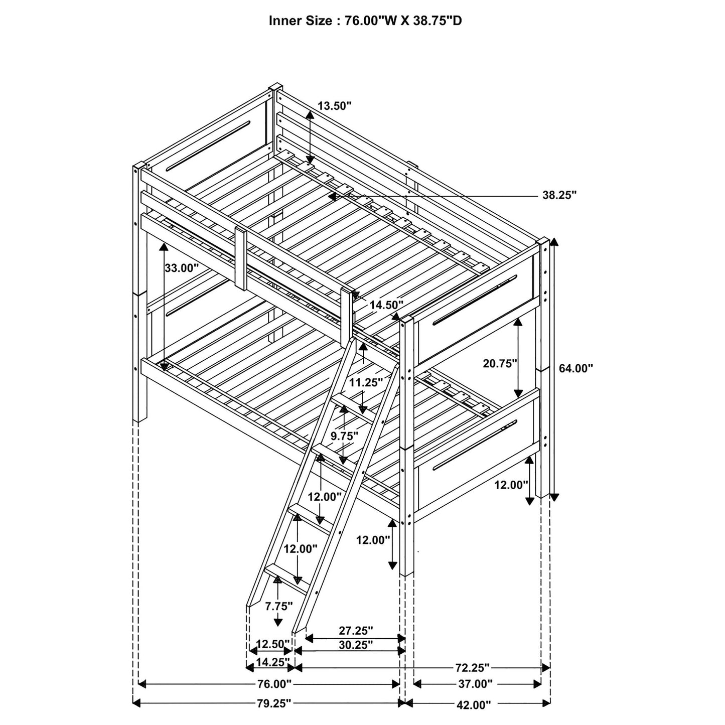 Bunk Bed With Built In Ladder, Safety Guardrails And Angled Access Step - The Sleep Loft - Online Mattress Showroom NYC