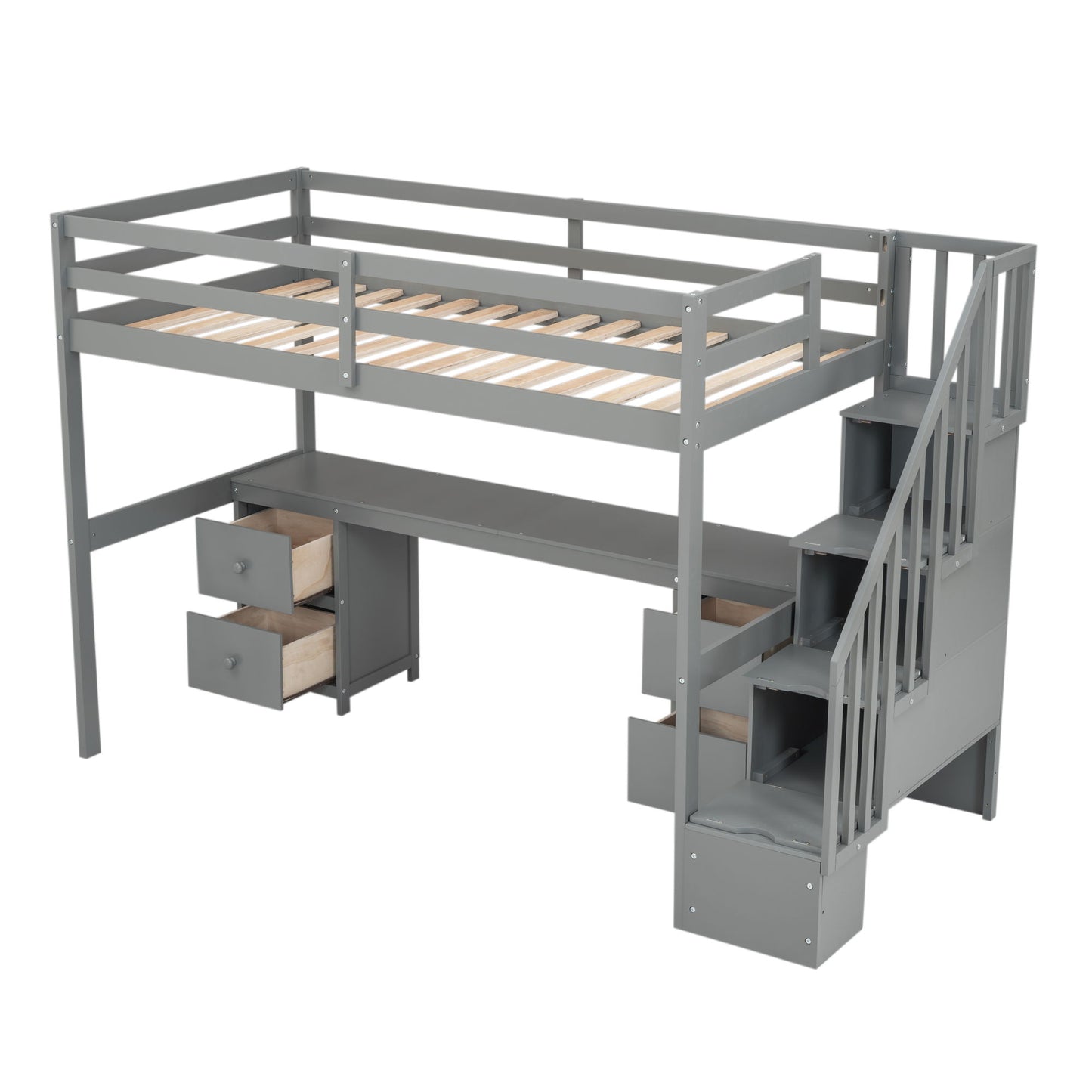 Loft Bed Frame With Built In Desk And Double Storage Drawers - The Sleep Loft - Online Mattress Showroom NYC