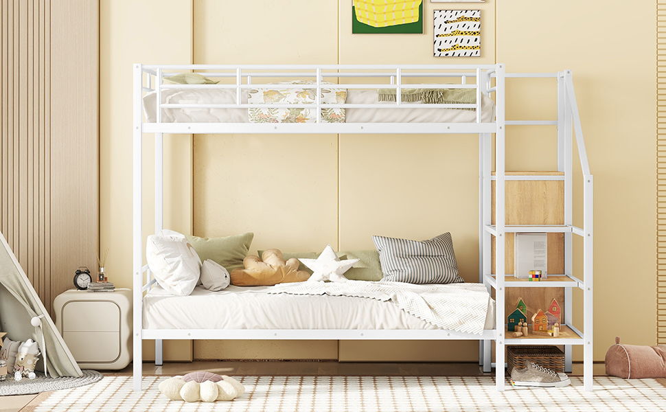 Bunk Bed With Lateral Storage Ladder And Wardrobe - The Sleep Loft - Online Mattress Showroom NYC