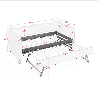 Gingham Daybed With USB Charging Port, Wave-Shaped Design - The Sleep Loft - Online Mattress Showroom NYC