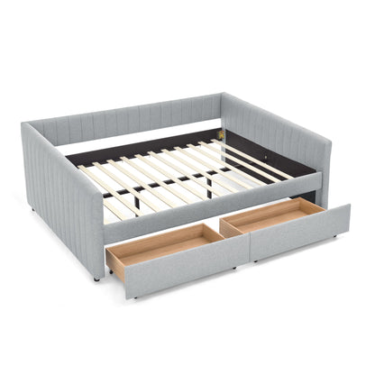 Upholstered Queen Daybed With 2 Drawers - The Sleep Loft - Online Mattress Showroom NYC
