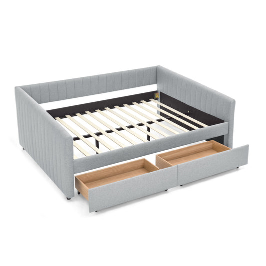 Upholstered Queen Daybed With 2 Drawers - The Sleep Loft - Online Mattress Showroom NYC