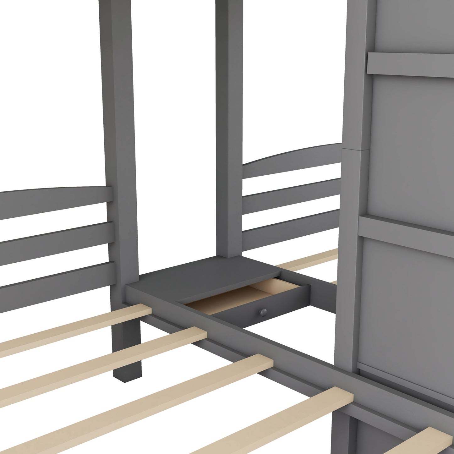 Twin Over Twin & Twin Bunk Bed With Built In Staircase And Storage Drawer - Gray - The Sleep Loft - Online Mattress Showroom NYC