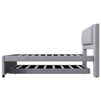 Upholstery Platform Bed With Trundle, Trundle Can Be Flat Or Erected - The Sleep Loft - Online Mattress Showroom NYC