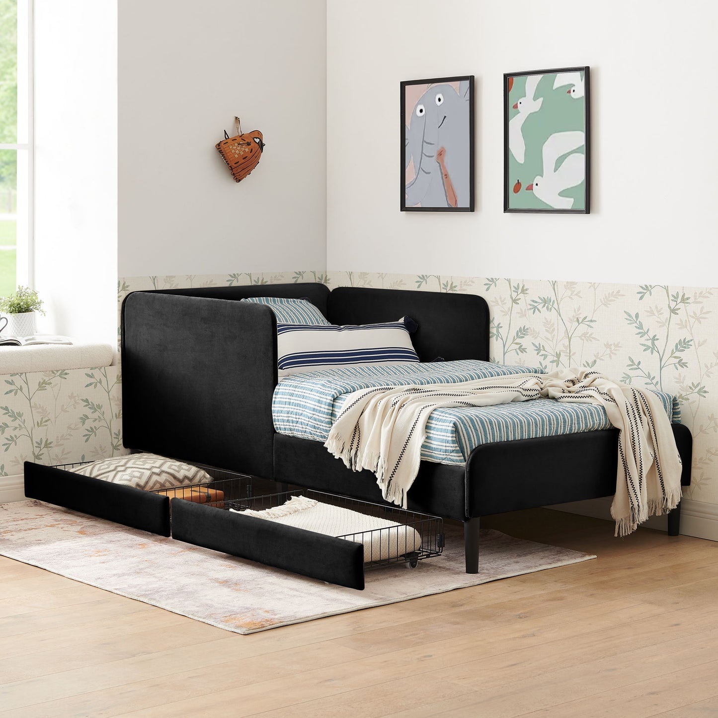 Upholstered Platform Bed Frame With 2 Storage Drawers And Adjustable Sofa Bed - The Sleep Loft - Online Mattress Showroom NYC
