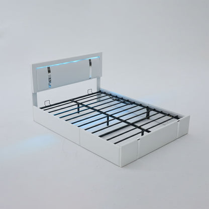 Upholstered Platform Bed Frame With Adjustable LED Headboard, USB C-Charging, Hydraulic Lift - The Sleep Loft - Online Mattress Showroom NYC