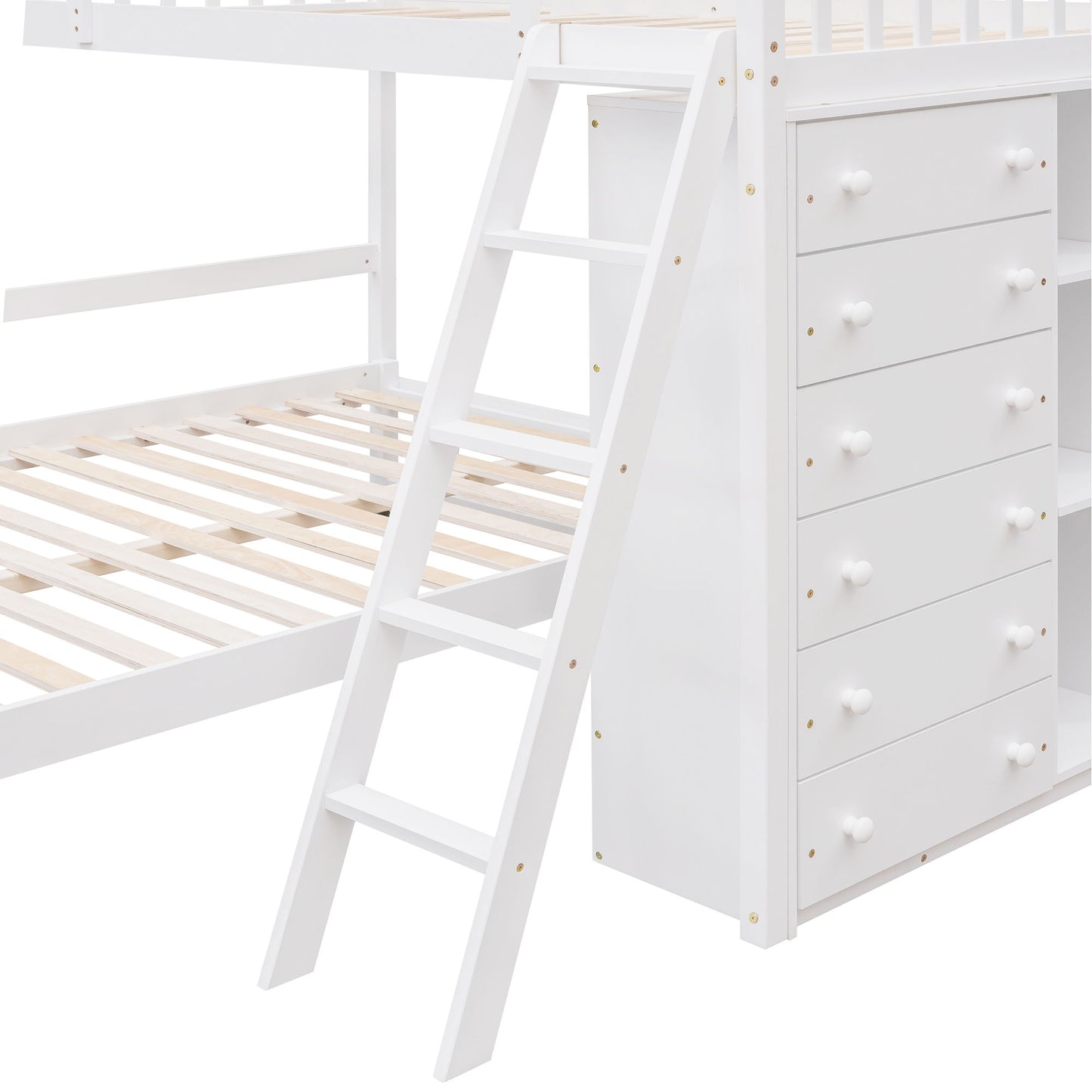 Bunk Bed With 6 Drawers And Flexible Shelves, Bottom Bed With Wheels - The Sleep Loft - Online Mattress Showroom NYC