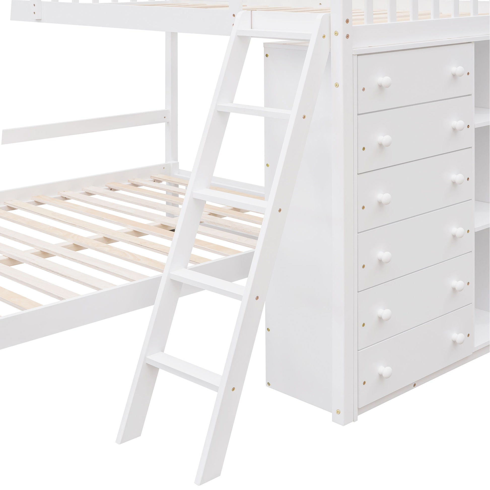 Bunk Bed With 6 Drawers And Flexible Shelves, Bottom Bed With Wheels - The Sleep Loft - Online Mattress Showroom NYC