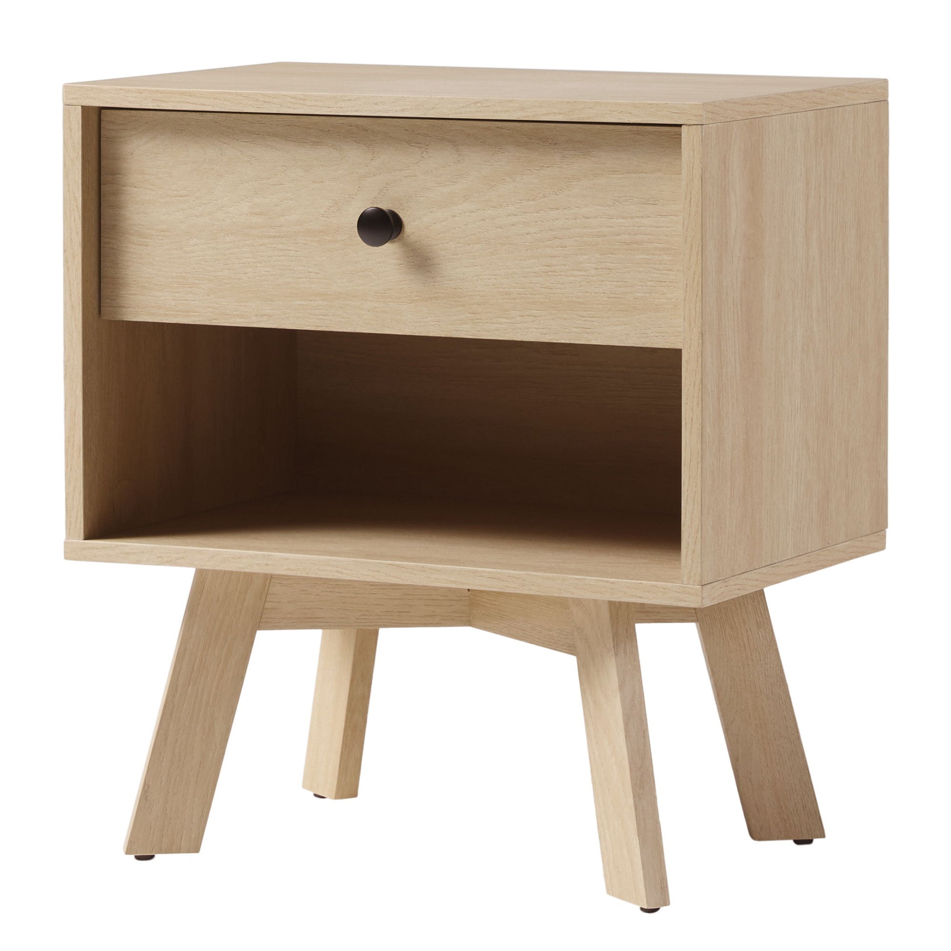 Mid-Century Modern Minimalist 1 Drawer Nightstand - The Sleep Loft - Online Mattress Showroom NYC