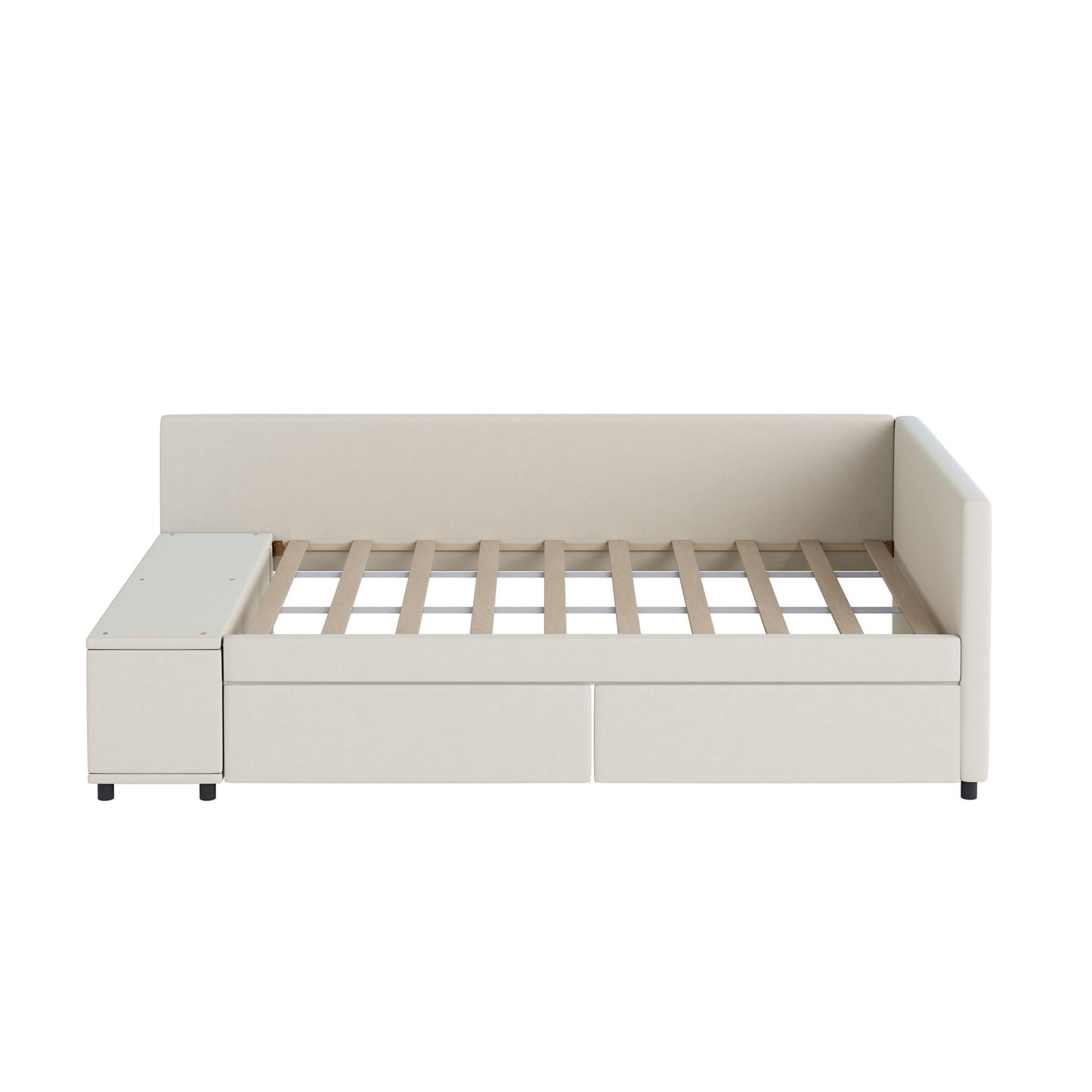 L Shaped Upholstered Platform Bed With Storage And Drawers - The Sleep Loft - Online Mattress Showroom NYC