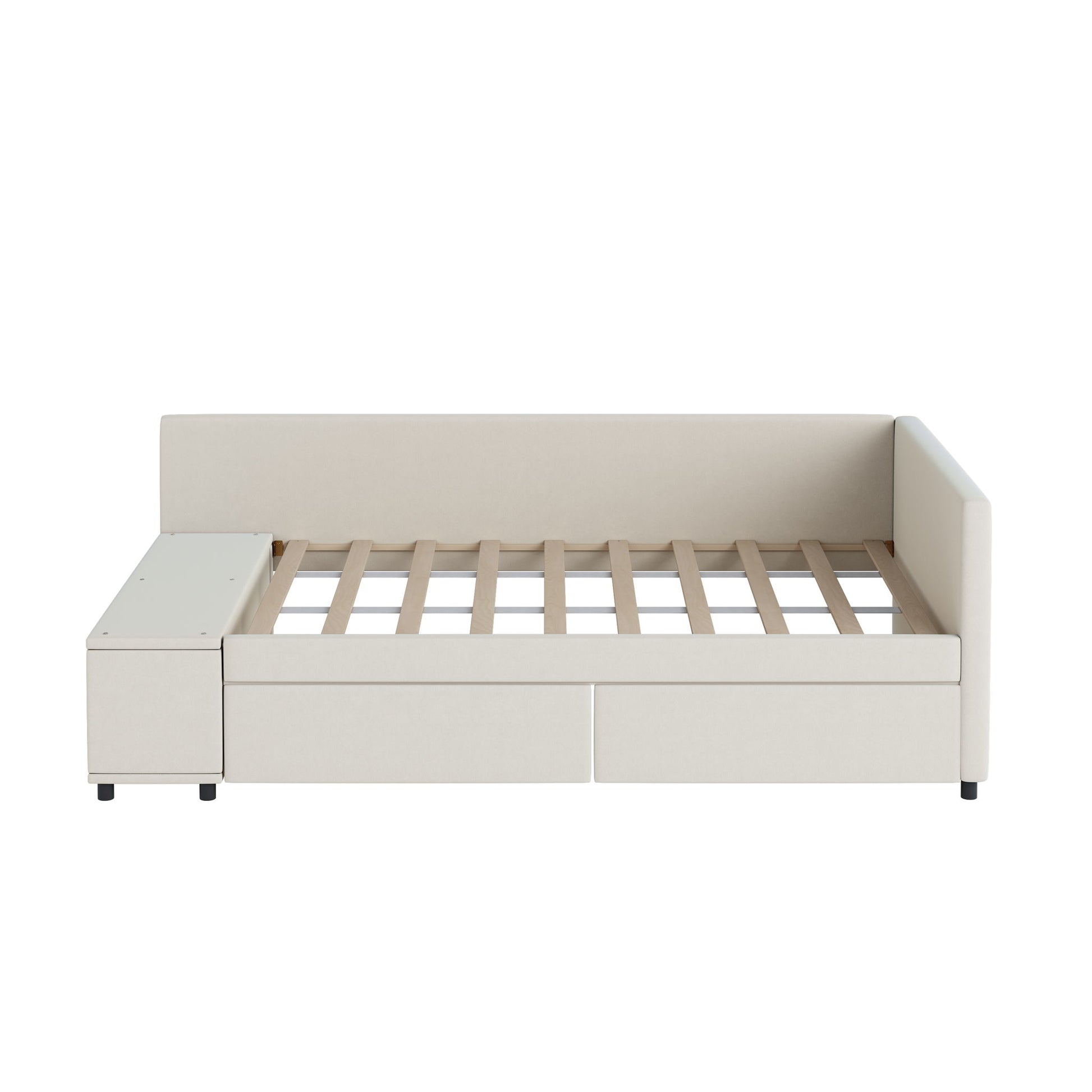 L Shaped Upholstered Platform Bed With Storage And Drawers - The Sleep Loft - Online Mattress Showroom NYC
