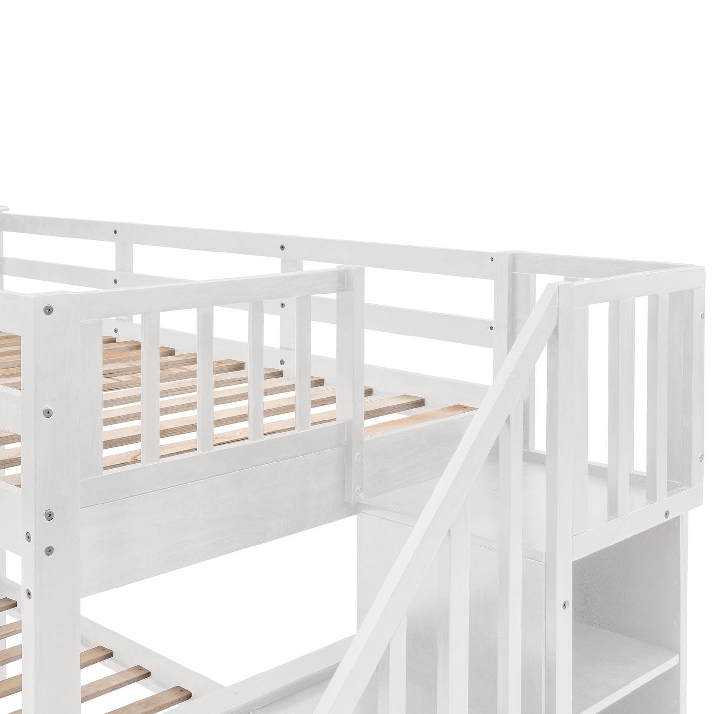 Stairway Bunk Bed With Storage And Guard Rail For Bedroom - The Sleep Loft - Online Mattress Showroom NYC