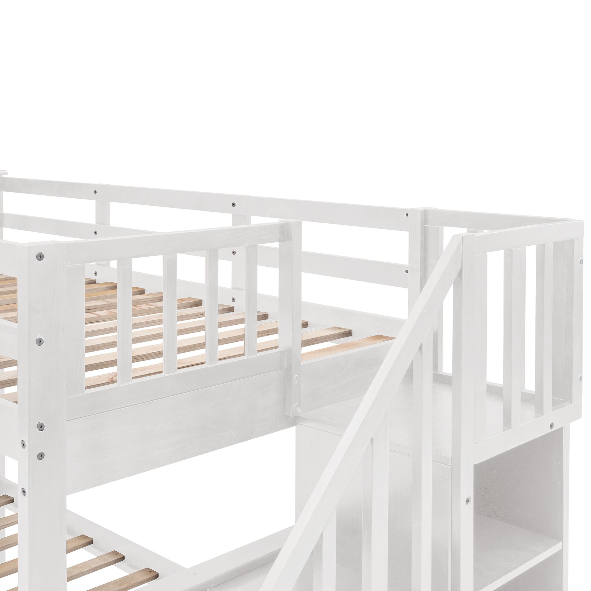 Stairway Bunk Bed With Storage And Guard Rail For Bedroom - The Sleep Loft - Online Mattress Showroom NYC