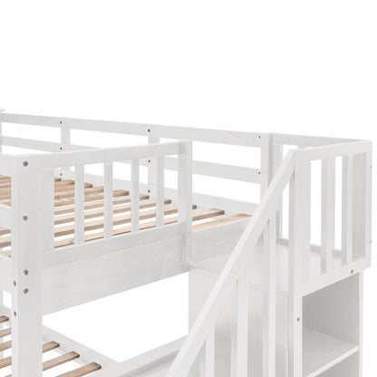 Stairway Bunk Bed With Storage And Guard Rail For Bedroom - The Sleep Loft - Online Mattress Showroom NYC
