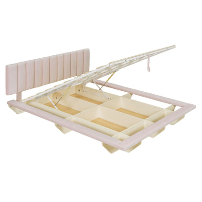 Upholstered Floating Hydrualic Platform Bed With LED Light And USB Port - The Sleep Loft - Online Mattress Showroom NYC