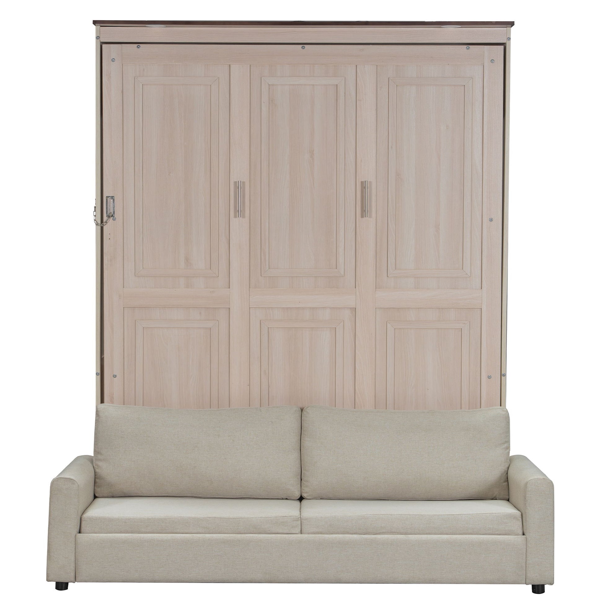 Queen Size Murphy Bed With Sofa And LED - Beige - The Sleep Loft - Online Mattress Showroom NYC