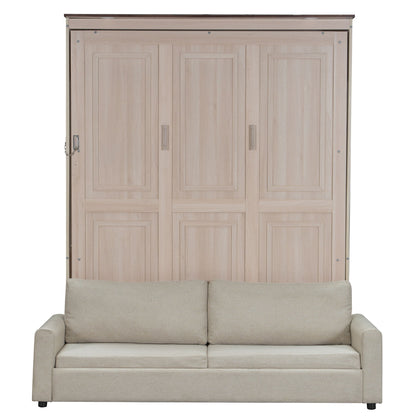 Queen Size Murphy Bed With Sofa And LED - Beige - The Sleep Loft - Online Mattress Showroom NYC