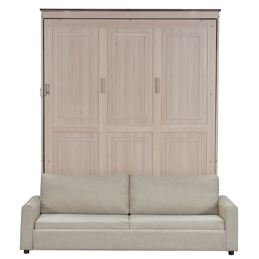 Queen Size Murphy Bed With Sofa And LED - Beige - The Sleep Loft - Online Mattress Showroom NYC