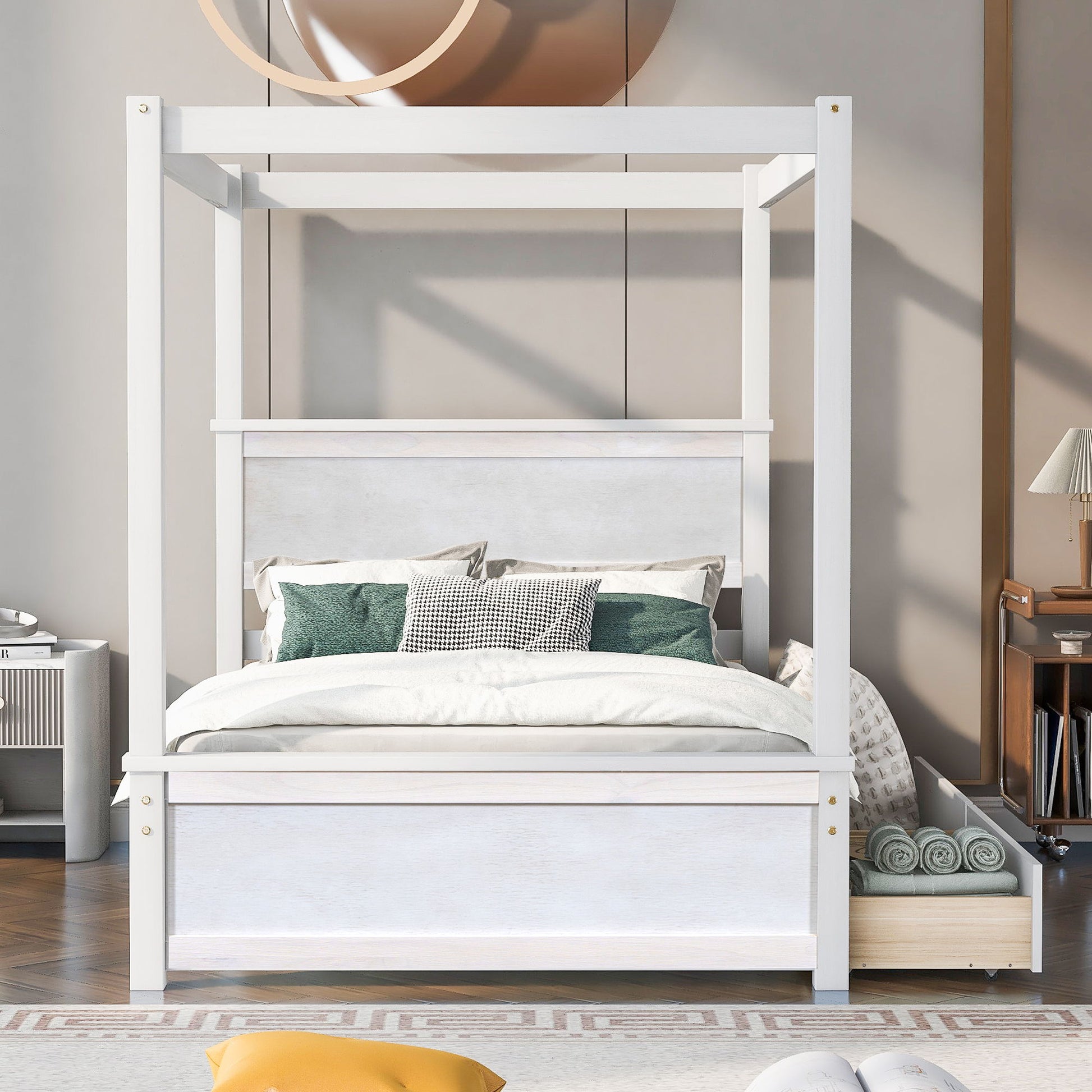 Canopy Platform Bed With Drawers, Support Slats, No Box Spring Needed - The Sleep Loft - Online Mattress Showroom NYC