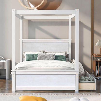 Canopy Platform Bed With Drawers, Support Slats, No Box Spring Needed - The Sleep Loft - Online Mattress Showroom NYC