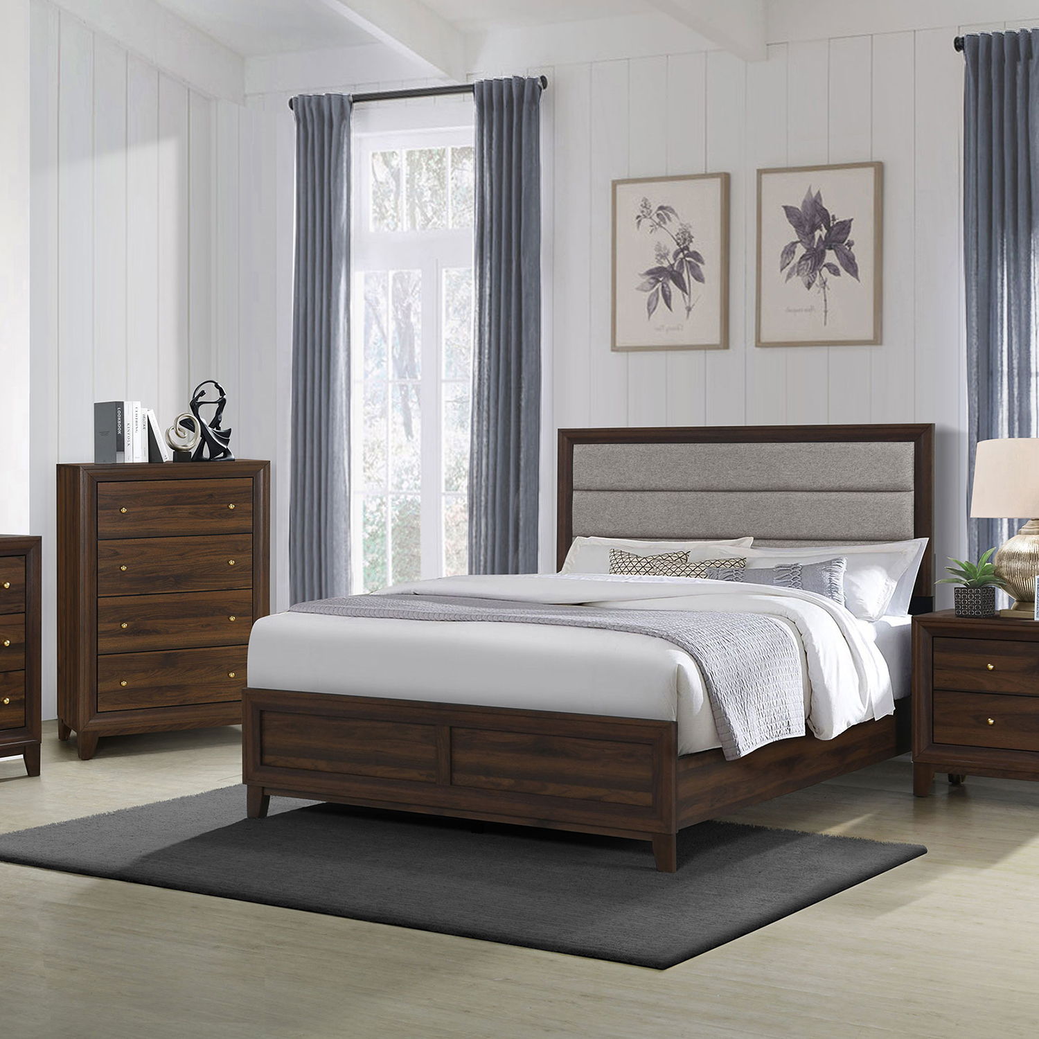 Anza - 2 Drawer Nightstand Bedside Table With Smooth Storage - Walnut - The Sleep Loft - Online Mattress Showroom NYC