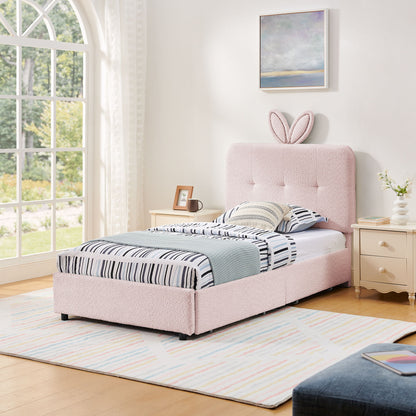Upholstered Bed With Oversized Rabbit Ear Headboard, LED Lights & 4 Storage Drawers - The Sleep Loft - Online Mattress Showroom NYC