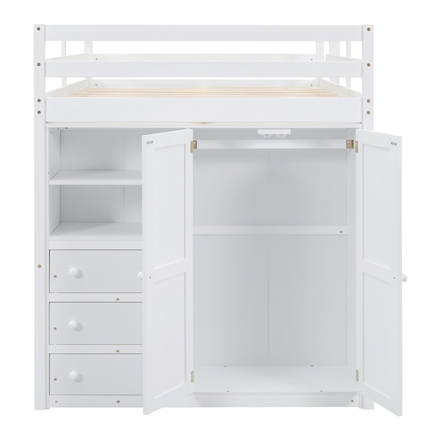 Loft Bed With Built In Wardrobe, Shelves And Drawers - The Sleep Loft - Online Mattress Showroom NYC