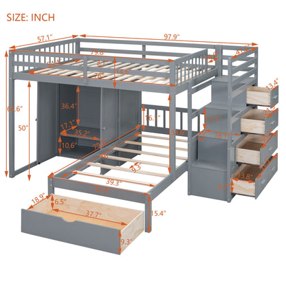 Bunk Bed With Wardrobe, Drawers - The Sleep Loft - Online Mattress Showroom NYC