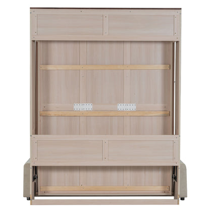 Queen Size Murphy Bed With Sofa And LED - Beige - The Sleep Loft - Online Mattress Showroom NYC
