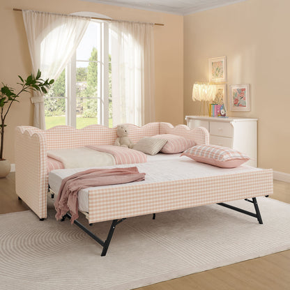 Gingham Daybed With USB Charging Port, Wave Shaped Design - The Sleep Loft - Online Mattress Showroom NYC