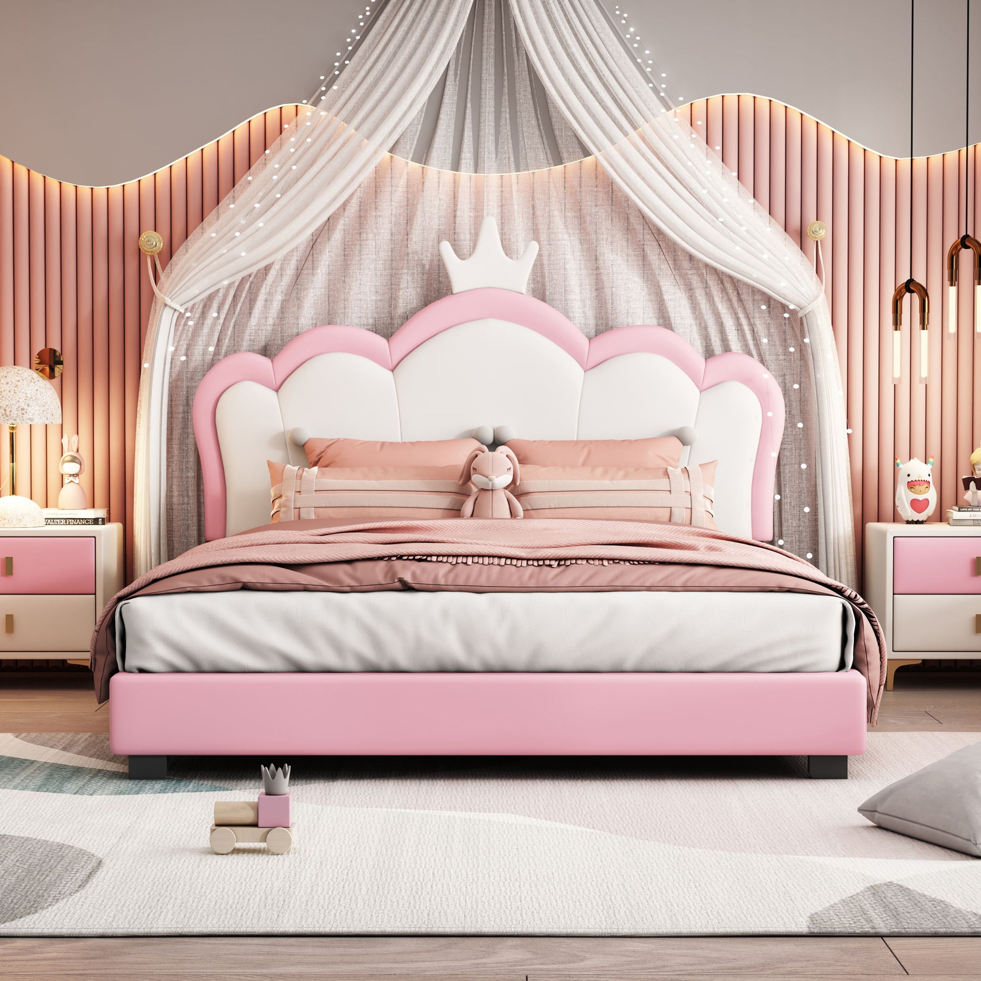Upholstered Princess Platform Bed With Crown Headboard - The Sleep Loft - Online Mattress Showroom NYC
