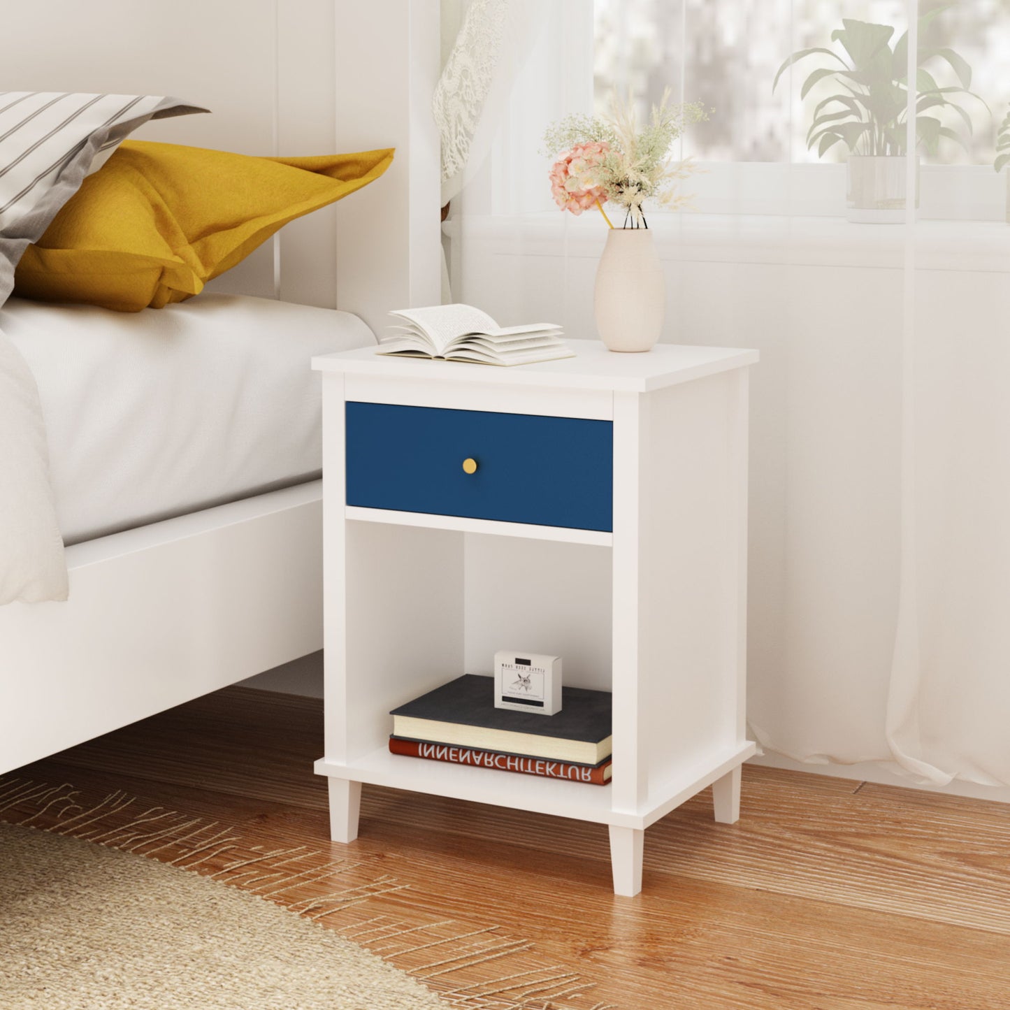 Nightstand With 1 Drawer 1 Shelf - The Sleep Loft - Online Mattress Showroom NYC