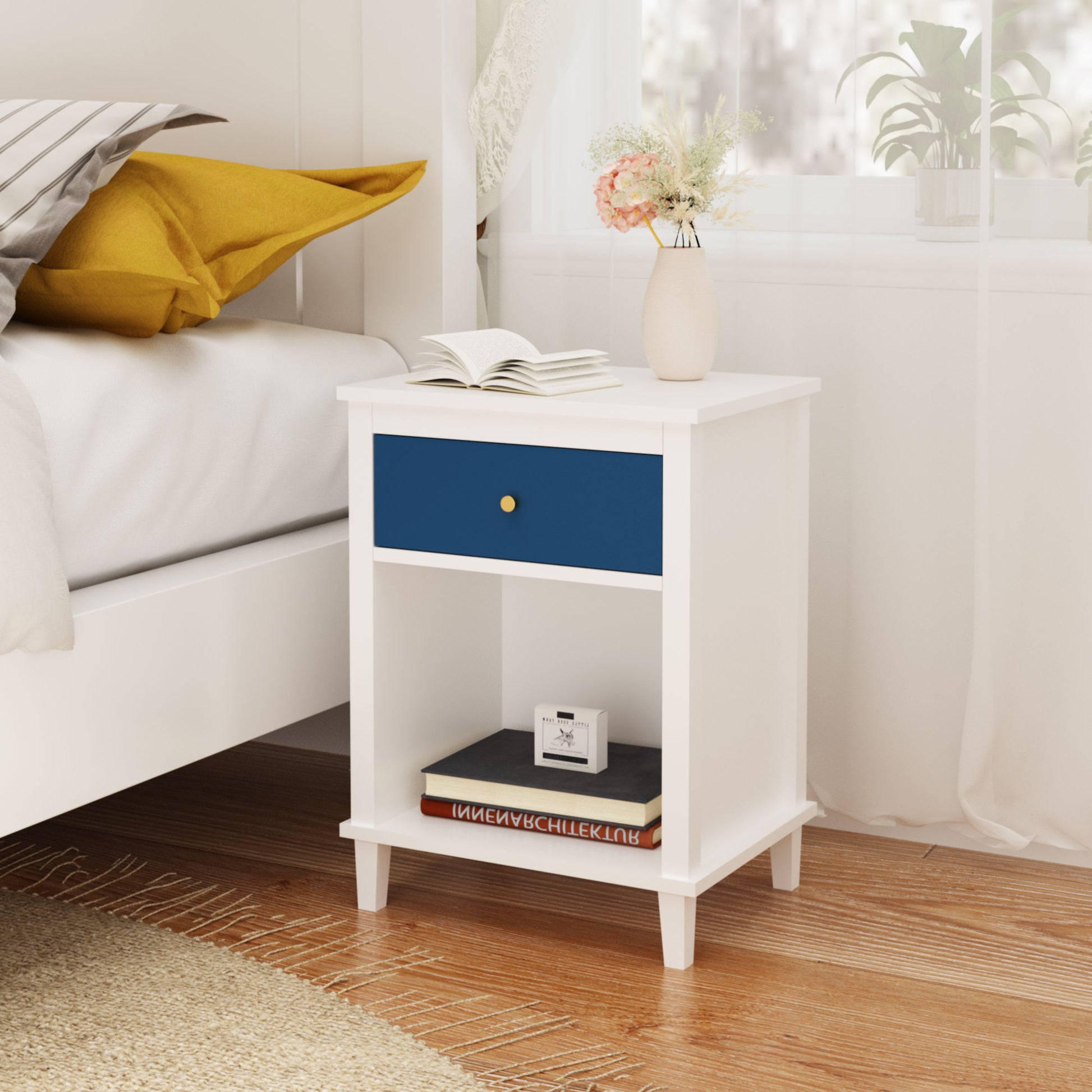 Nightstand With 1 Drawer 1 Shelf - The Sleep Loft - Online Mattress Showroom NYC