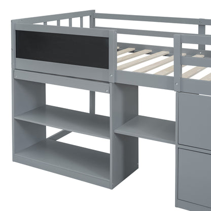 Low Loft Bed With Rolling Desk, Shelf And Drawers - The Sleep Loft - Online Mattress Showroom NYC