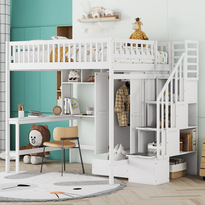 Loft Bed With Bookshelf, Drawers, Desk, And Wardrobe - The Sleep Loft - Online Mattress Showroom NYC