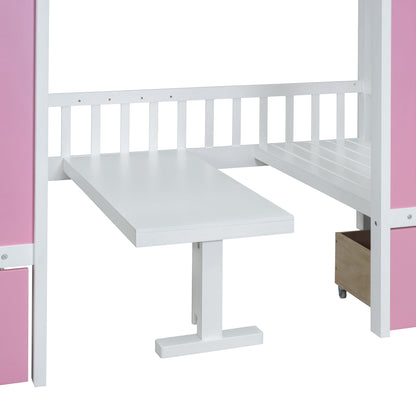 Twin Over Twin Bunk Bed With Changeable Table, Bunk Bed Turn Into Upper Bed And Down Desk - The Sleep Loft - Online Mattress Showroom NYC