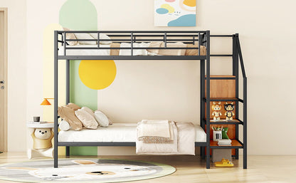 Bunk Bed With Lateral Storage Ladder And Wardrobe - The Sleep Loft - Online Mattress Showroom NYC