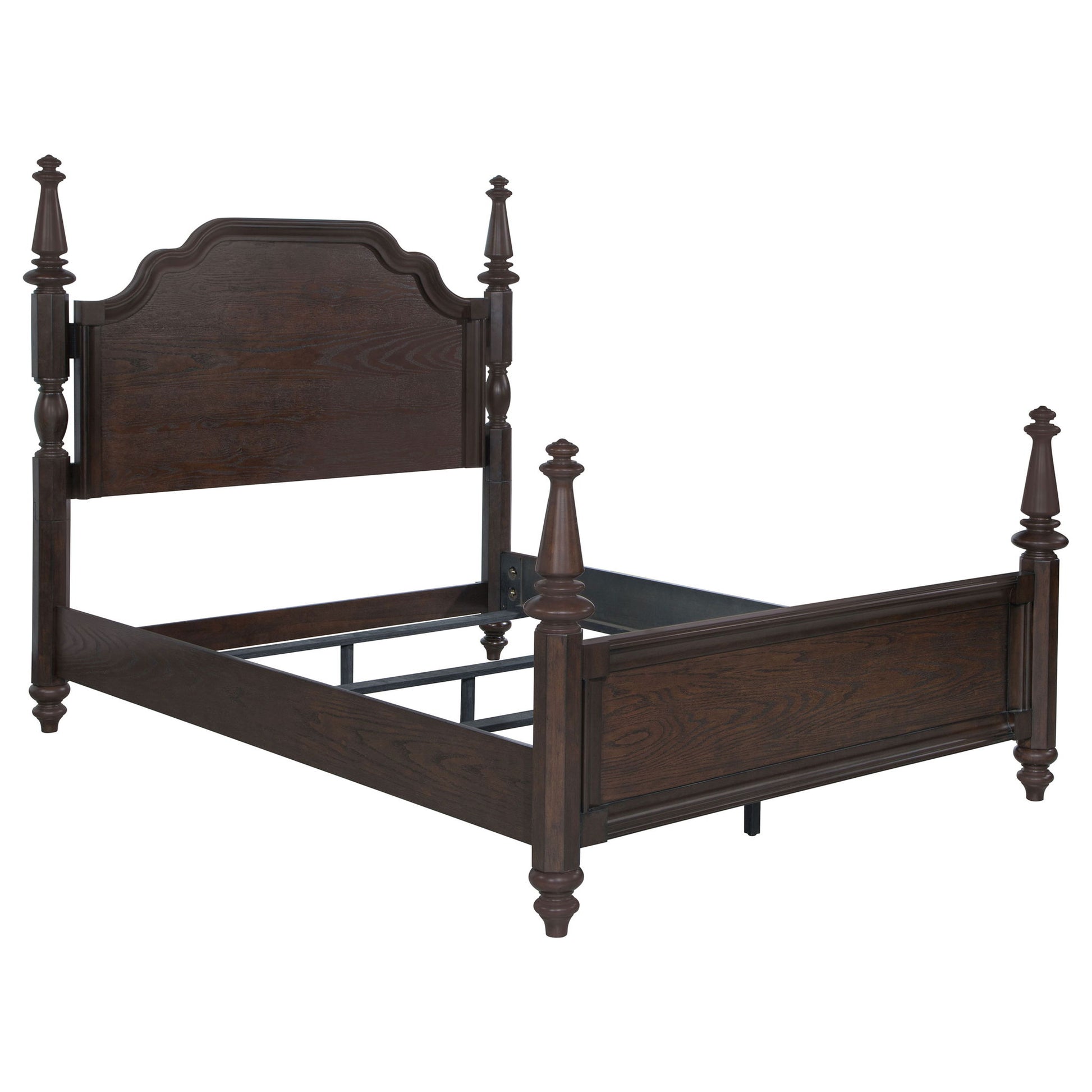 4 Poster California King Bed With Serpentine Headboard - Dark Oak - The Sleep Loft - Online Mattress Showroom NYC