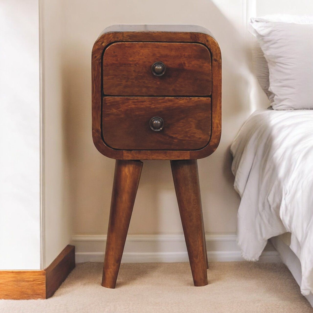Curved Nightstand, - The Sleep Loft - Online Mattress Showroom NYC