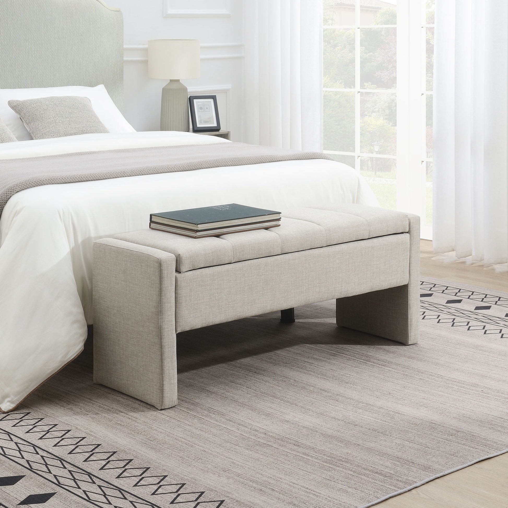 Modern Upholstered Large Bed End Bench With Storage - The Sleep Loft - Online Mattress Showroom NYC