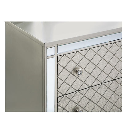 2 Drawer Nightstand With Diamond Patterned Fronts - Silver - The Sleep Loft - Online Mattress Showroom NYC