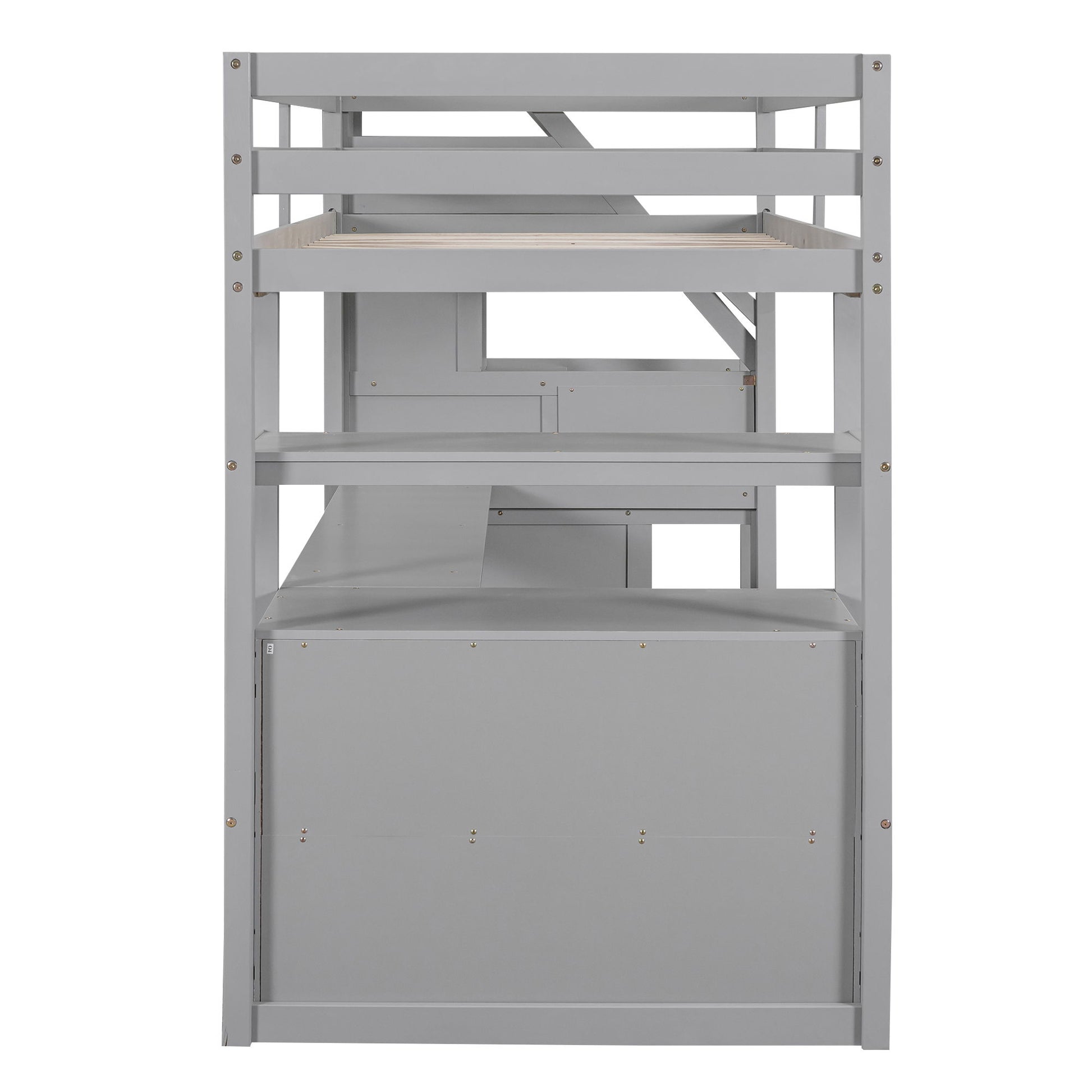 Loft Bed With Desk, Shelves, 2 Drawers, Storage Staircase - The Sleep Loft - Online Mattress Showroom NYC